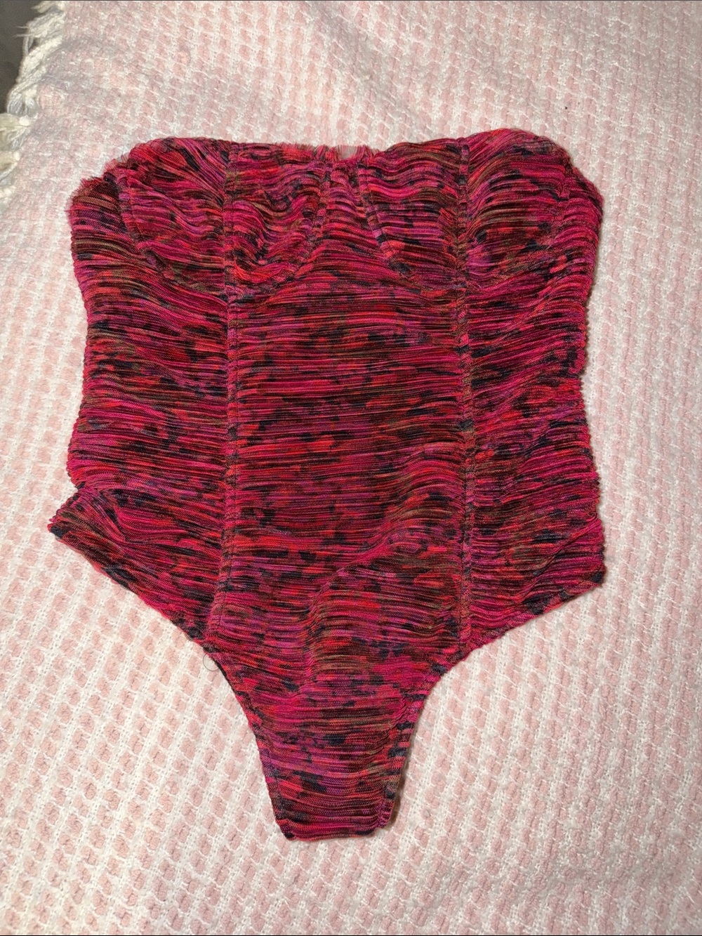 Steve Madden Multicolor Pink Ruched One-Piece Bodysuit